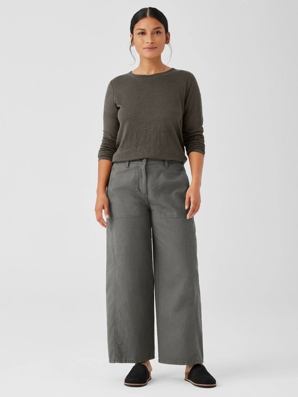 Eileen Fisher Cotton Hemp Stretch Wide-Leg Pant Size XL